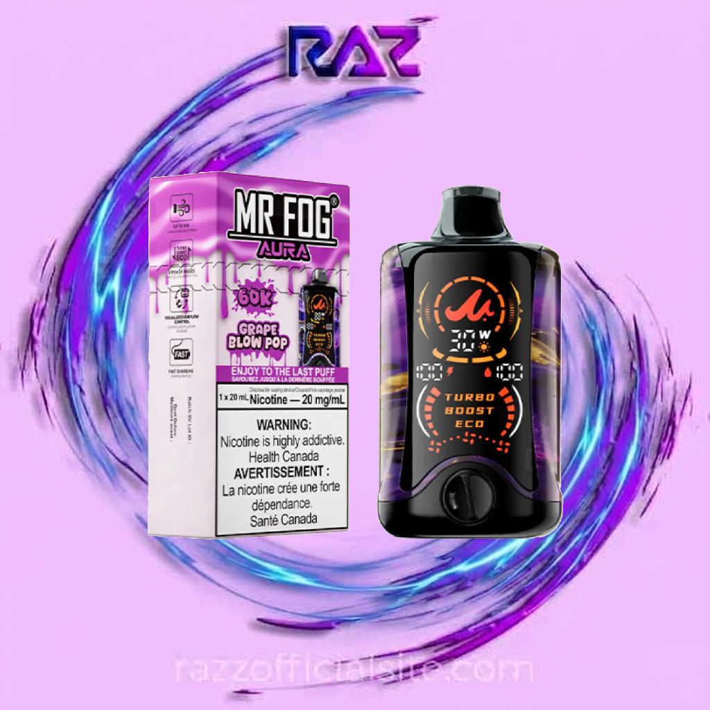 Grape Blow Pop Mr Fog Aura 60K Puffs Disposable Vape 1 Grape Blow Pop Mr Fog Aura 60K Puffs Disposable Vape