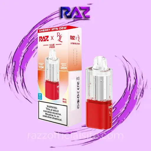 Cherry Mtn Dew Raz Ryl Vue 70K Disposable (Only Pod) 1 Cherry Mtn Dew Raz Ryl Vue 70K Disposable (Only Pod)