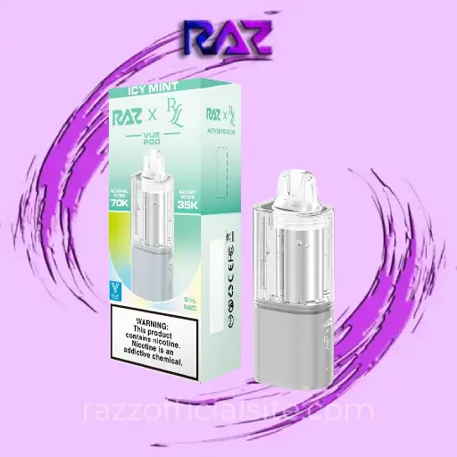 Icy Mint Raz Ryl Vue 70K Disposable (Only Pod) 1 Icy Mint Raz Ryl Vue 70K Disposable (Only Pod)